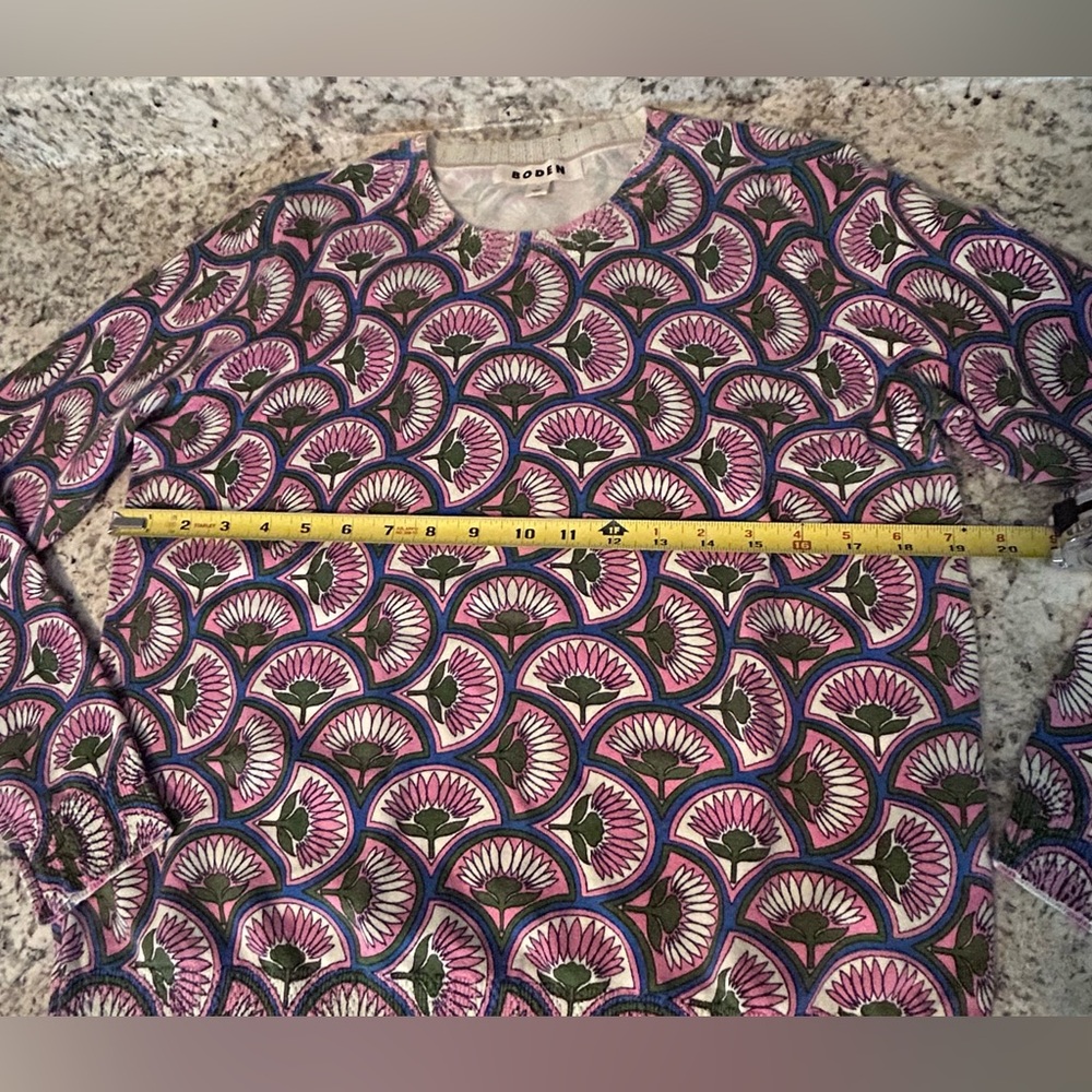 Boden Emilia Sweater Abstract Floral Fan Print Lightweight Stretchy Size M - Picture 9 of 10